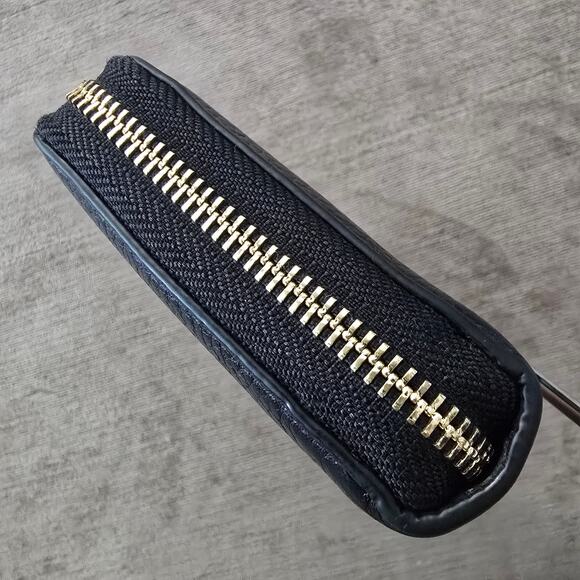 Michael Kors Wallet Black Leather Jet Set Travel Continental Zip Around Pebbled - Picture 16 of 16